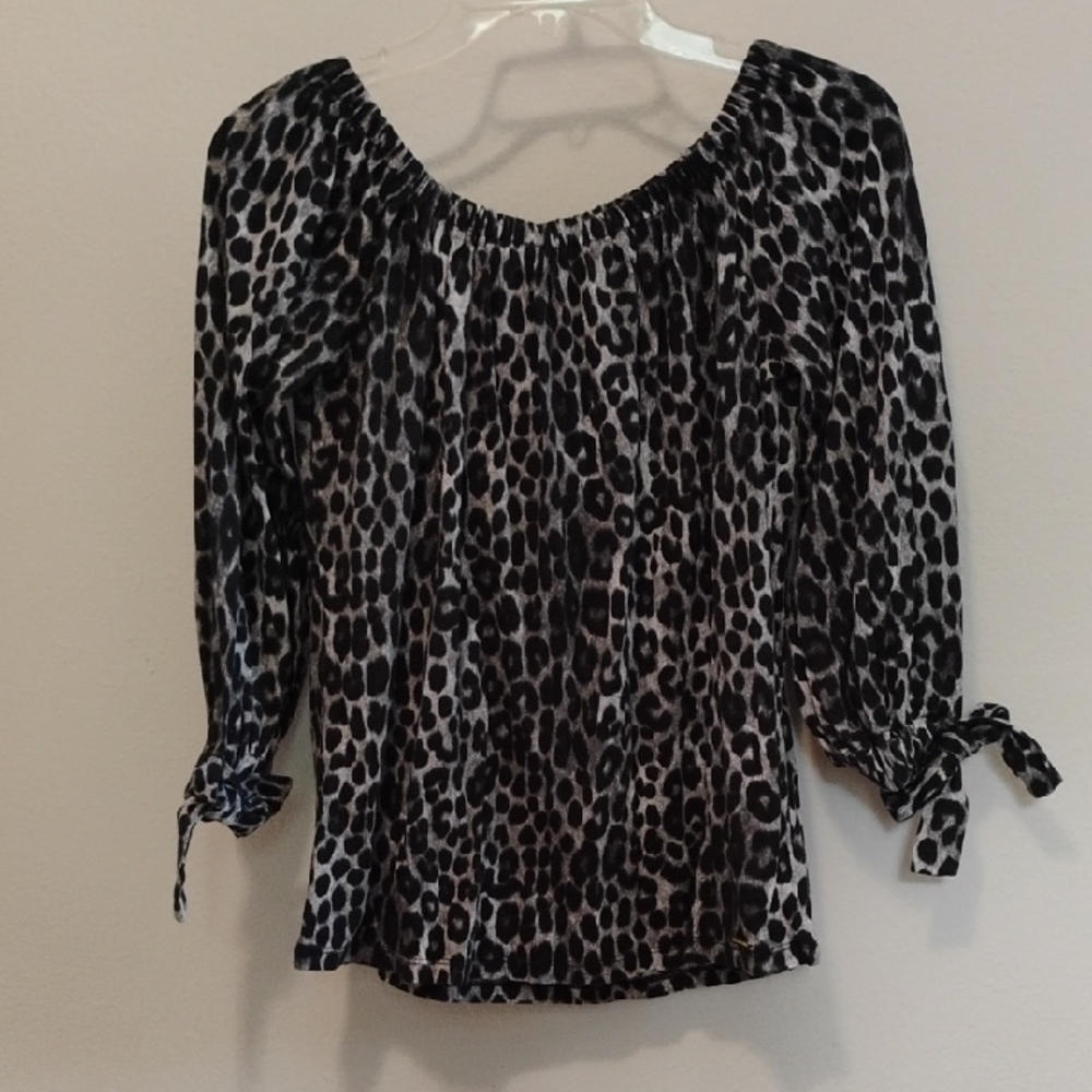 Michael Kors Black and White Leopard Print Blouse